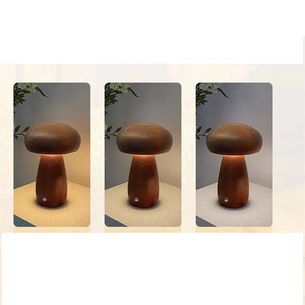 LED Wooden Mushroom Lamp