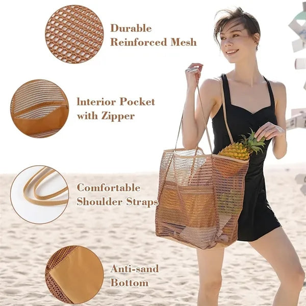 Foldable Breathable Mesh Beach Tote Bag