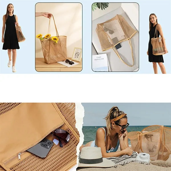 Foldable Breathable Mesh Beach Tote Bag