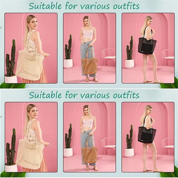 Foldable Breathable Mesh Beach Tote Bag