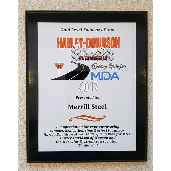 6" x 8" Black Matte Finish Plaque with Sublimated Plate