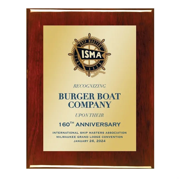 7" x 9" Rosewood Piano Plaque with Sublimated Plate