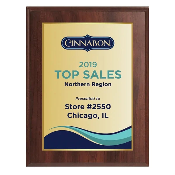 8" x 10" Cherry Finish Sublimated Plaque and Back Plate