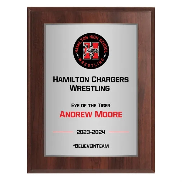 7" x 9" Cherry Finish Sublimated Plaque and Back Plate
