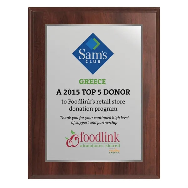 7" x 9" Cherry Finish Sublimated Plaque and Back Plate