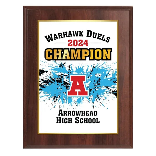8" x 10" Cherry Finish Sublimated Plaque and Back Plate