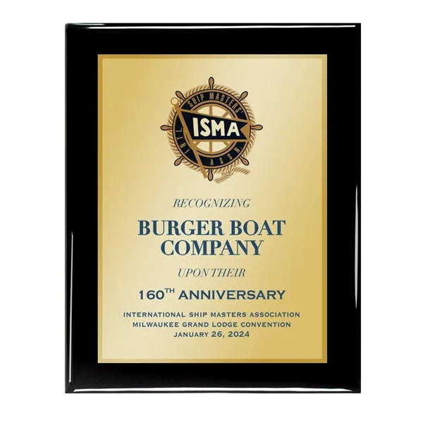 7" x 9" Black Piano Sublimated Plaque and Back Plate