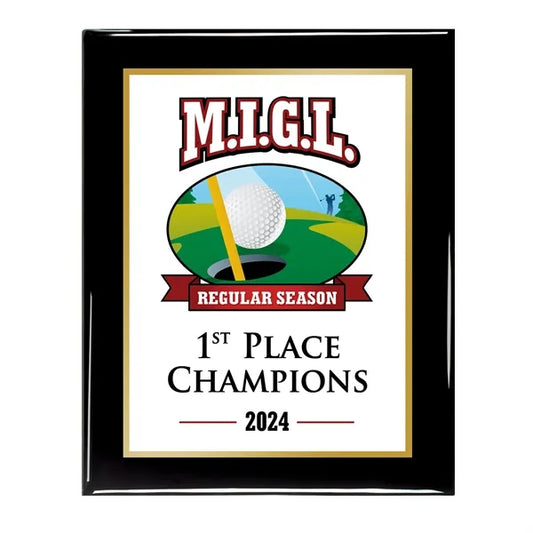 7" x 9" Black Piano Sublimated Plaque and Back Plate