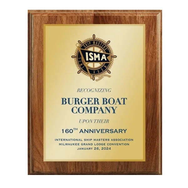 8" x 10" Genuine Walnut Sublimated Plaque and Back Plate