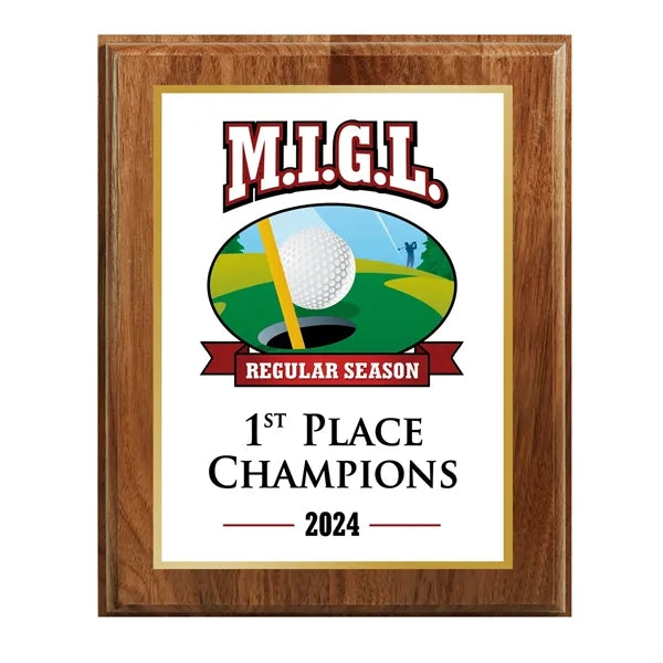8" x 10" Genuine Walnut Sublimated Plaque and Back Plate