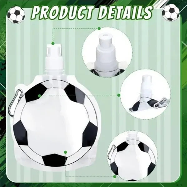 16 Oz Soccer-Themed Collapsible Water Bottle
