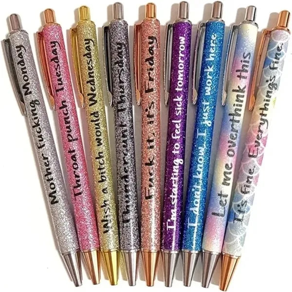 Sparkly PU Leather Metal Click Pen