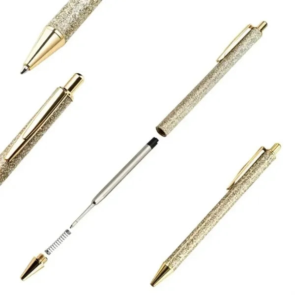 Sparkly PU Leather Metal Click Pen