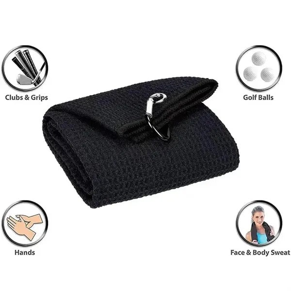 Waffle Weave Microfiber Sports Towel With Carabiner For Golf