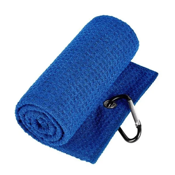 Waffle Weave Microfiber Sports Towel With Carabiner For Golf