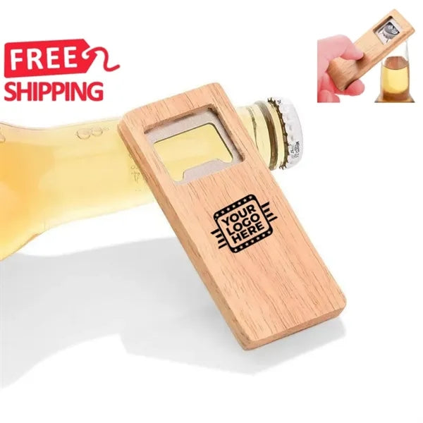Wood Handle Stainless Steel Square Beverage Opener