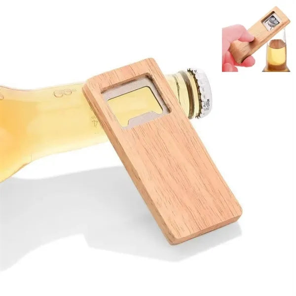 Wood Handle Stainless Steel Square Beverage Opener