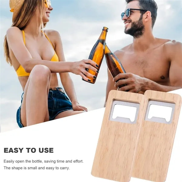 Wood Handle Stainless Steel Square Beverage Opener