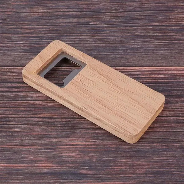 Wood Handle Stainless Steel Square Beverage Opener