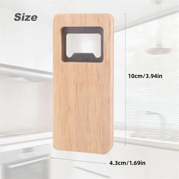Wood Handle Stainless Steel Square Beverage Opener