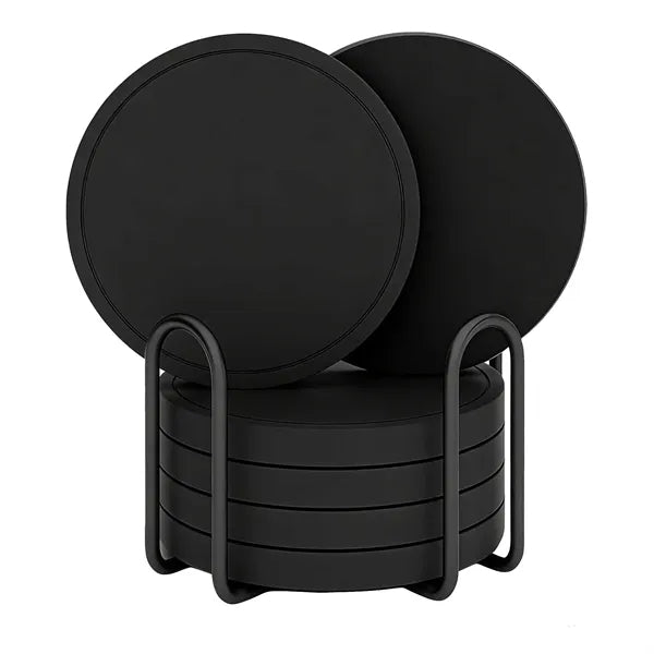 6 Pieces Silicone Coasters Set with Holder