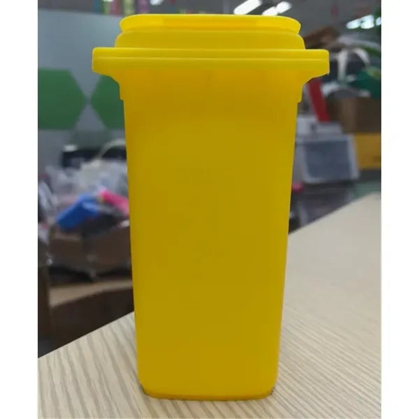 Mini Trash Can Pen Holder with Lid and Wheels for Desk