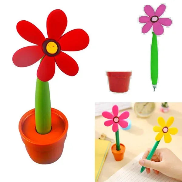 Cute Sunflower Flower Pot Potted Plants Shape Ballpoint Pen