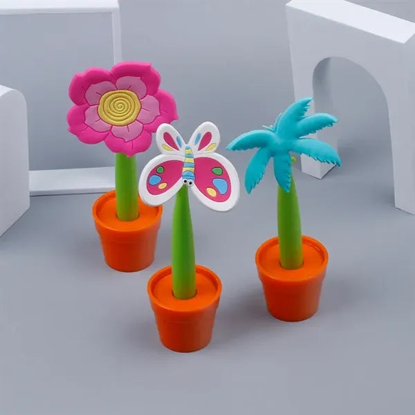 Cute Sunflower Flower Pot Potted Plants Shape Ballpoint Pen