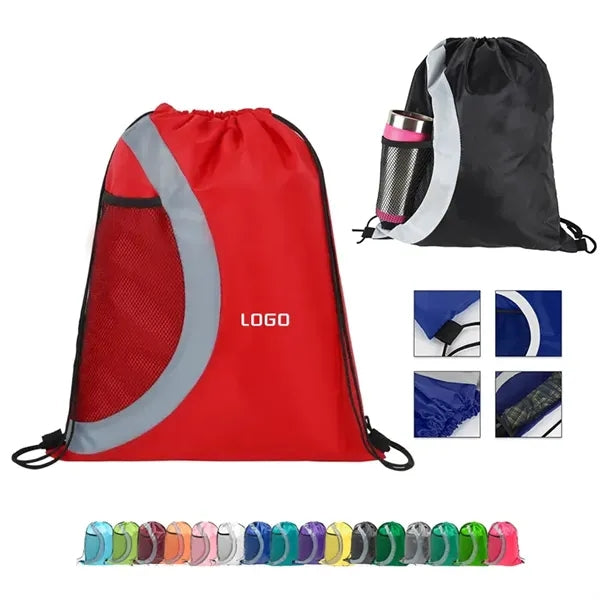 Drawstring Cinch Backpack w/ Side Mesh Pocket Bottle Holder