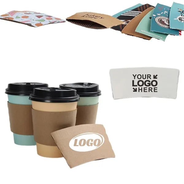 Printed Craft Paper Coffee Cup Sleeves