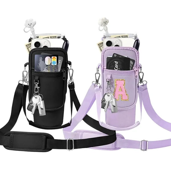 40oz Sling Carrier Water Bottle Bag with Pockets