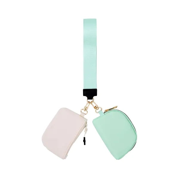 Wristlet Keychain Lanyard with Dual Pouches
