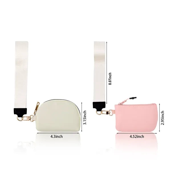 Wristlet Keychain Lanyard with Dual Pouches