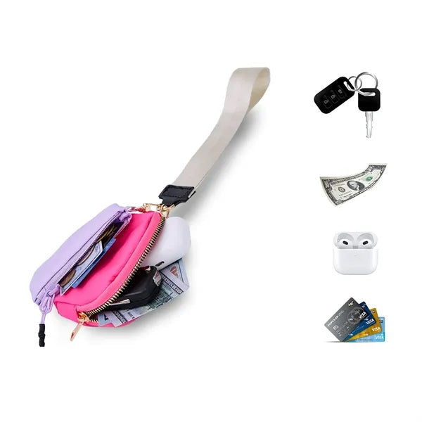 Wristlet Keychain Lanyard with Dual Pouches