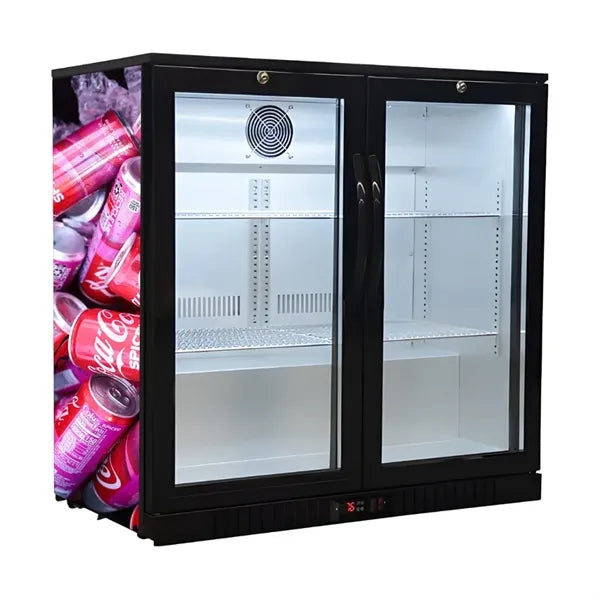 210L 2-Door Back Bar Fridge Cooler Swing Door
