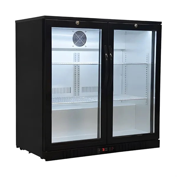 210L 2-Door Back Bar Fridge Cooler Swing Door
