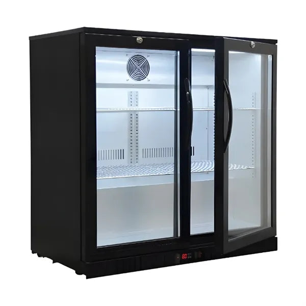 210L 2-Door Back Bar Fridge Cooler Swing Door