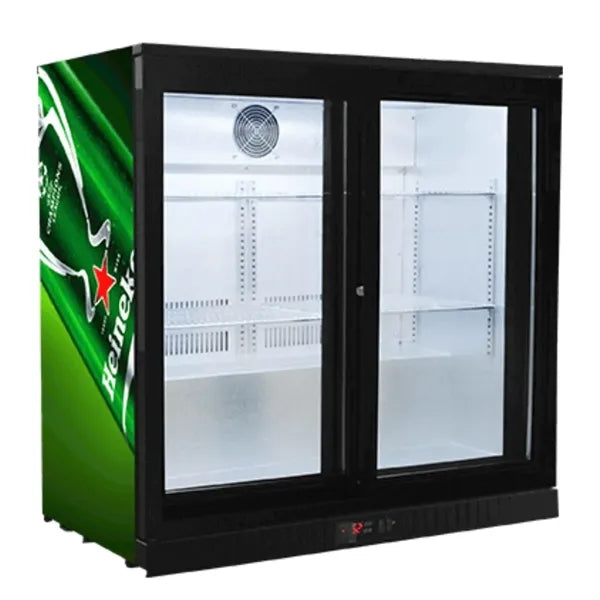 210L 2-Door Back Bar Refrigerator Sliding Door