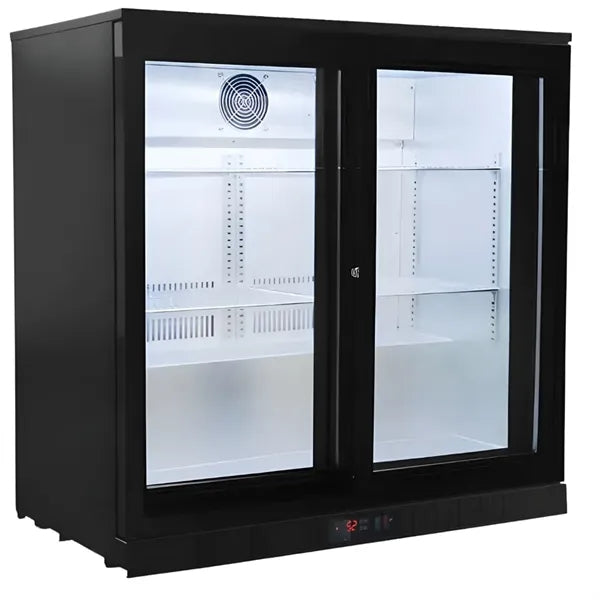 210L 2-Door Back Bar Refrigerator Sliding Door