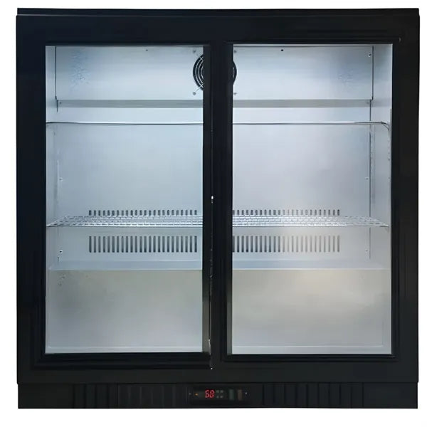 210L 2-Door Back Bar Refrigerator Sliding Door