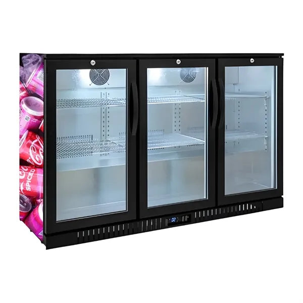 320L 3-Door Back Bar Beer Fridge Swing Door