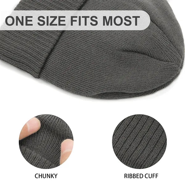 Knit Beanie With Ribbed Cuff