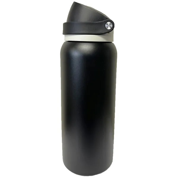 32 Oz. Stainless steel vacuum straw bottle w/push lid/spout
