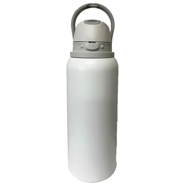 32 Oz. Stainless steel vacuum straw bottle w/push lid/spout