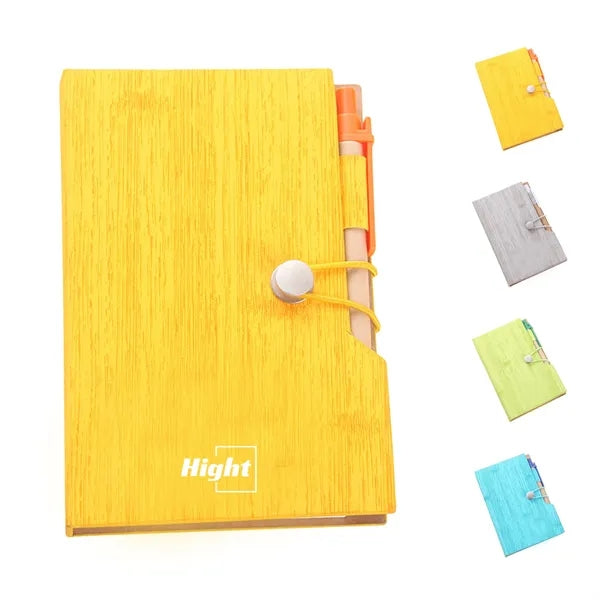 Woodgrain Notebook with Sticky Notes And Flags