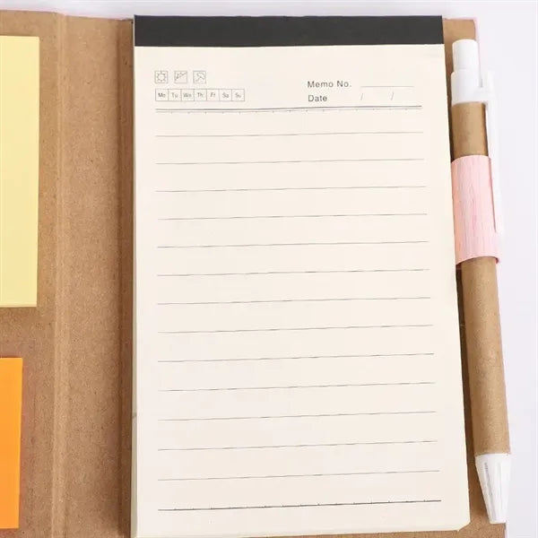 Woodgrain Notebook with Sticky Notes And Flags
