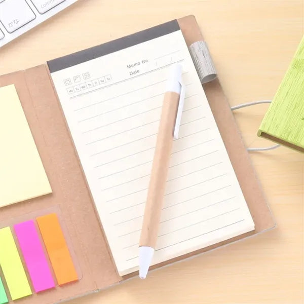 Woodgrain Notebook with Sticky Notes And Flags