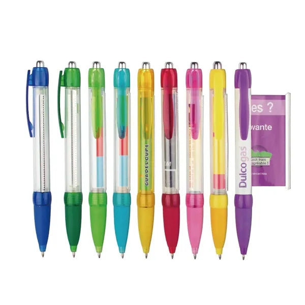 Adventising Plastic Push Ball Point Pen with Printed Paper R