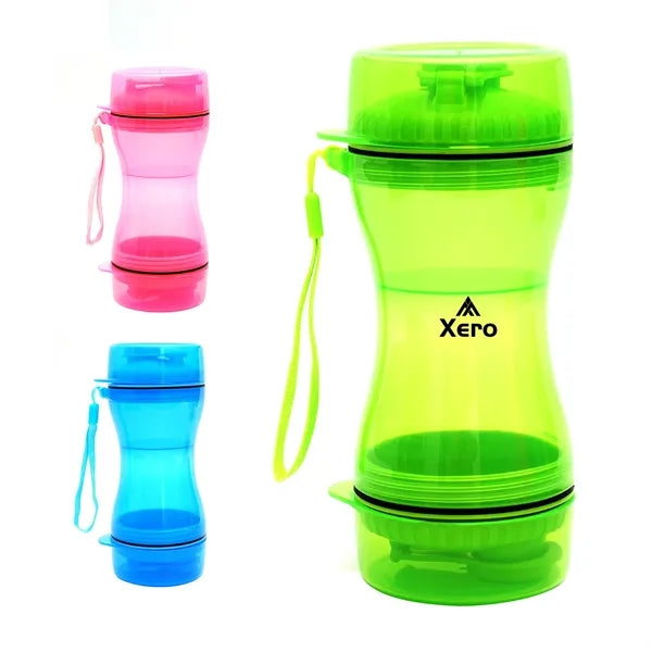 2 in 1 Pet Food Water Bottle With Bowl
