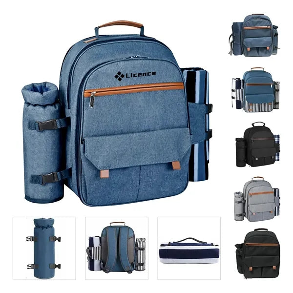 Picnic Backpack with Cooler Bag, Wine Pouch, Blanket